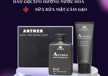 Combo Mennly Antmen: Dầu gội 3in1 + Sữa rửa mặt cám gạo