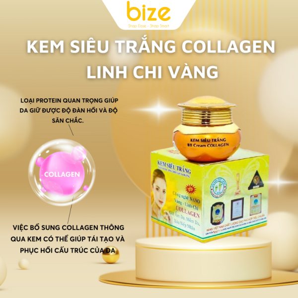 Kem siêu trắng Collagen Linh Chi Vàng 20G