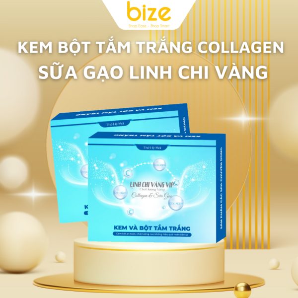 Kem và bột tắm trắng Collagen và Sữa Gạo Linh Chi Vàng