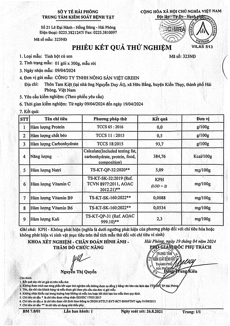 Test Dinh dưỡng sản phẩm Việt Green