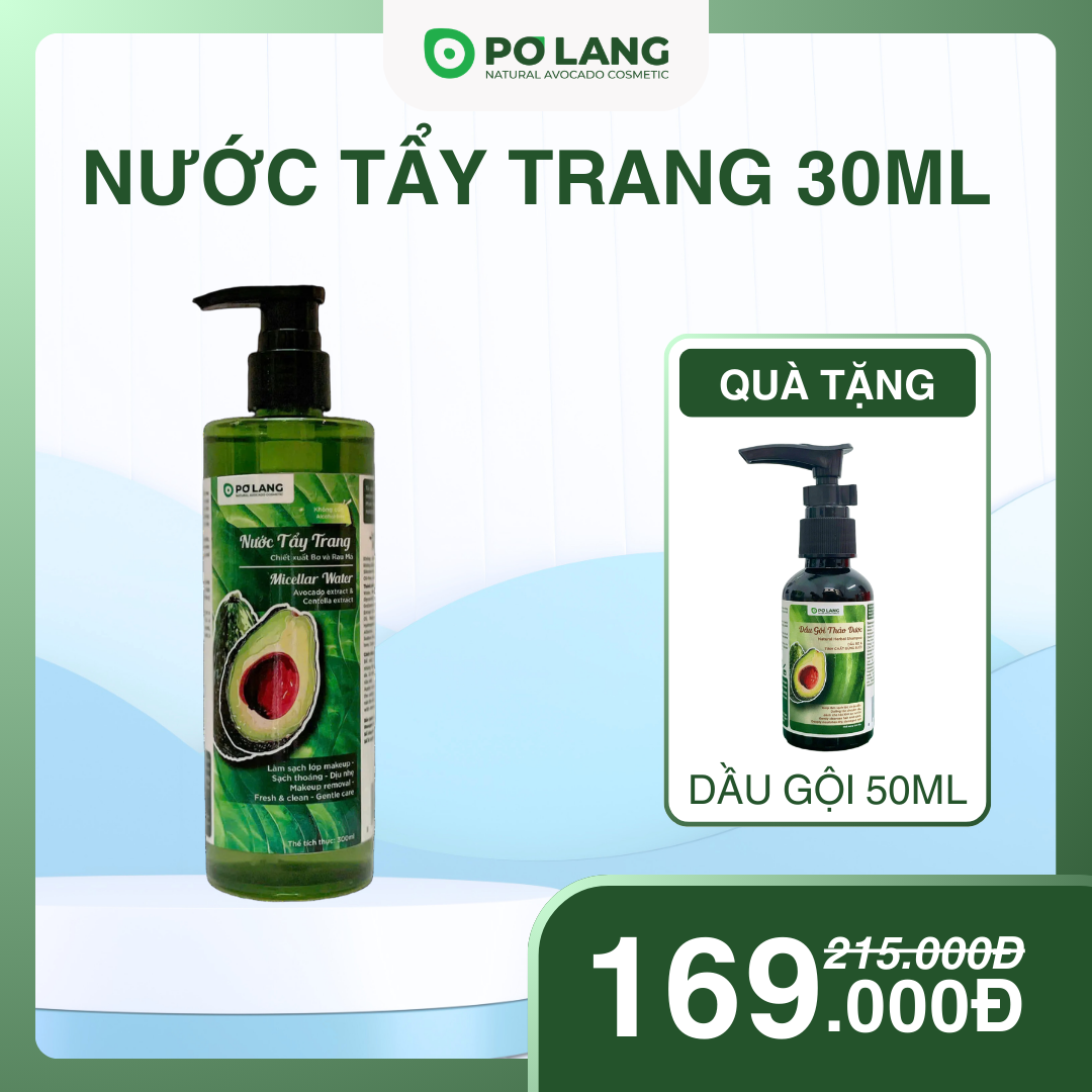 Nước tẩy trang bơ rau má Pơ Lang 30ml Nước tẩy trang bơ rau má Pơ Lang 30ml