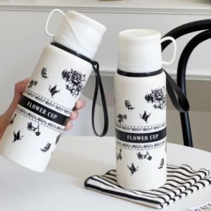 Bình giữ nhiệt kèm cốc hình hoa 600ml