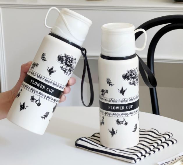 Bình giữ nhiệt kèm cốc hình hoa 600ml Bình giữ nhiệt kèm cốc hình hoa 600ml