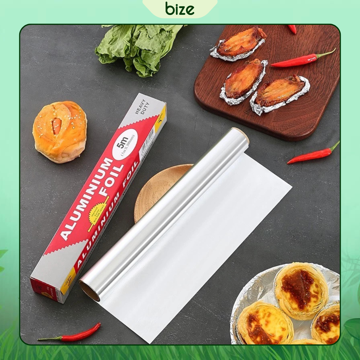 Giấy bạc nướng thực phẩm 5m×30cm thức ăn (3) Giấy bạc nướng thực phẩm 5m×30cm thức ăn (3)