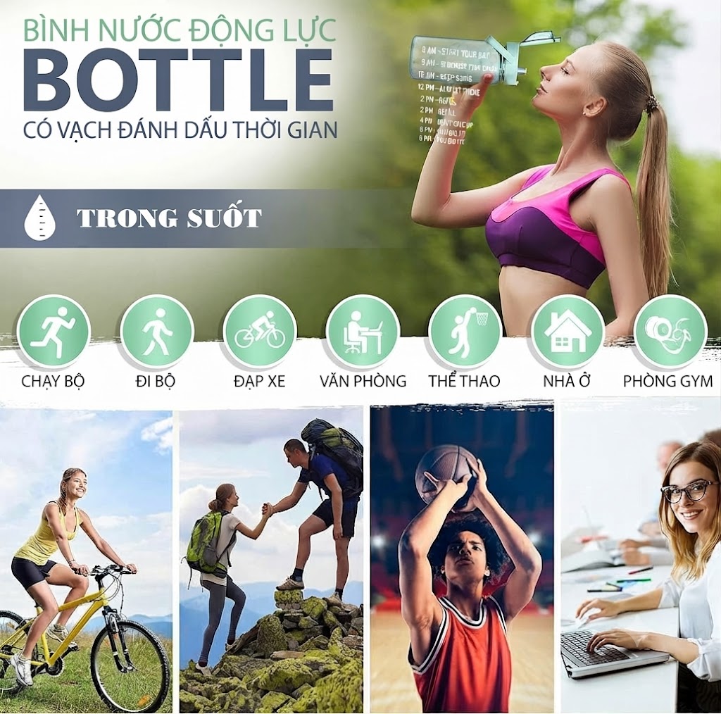 [Biz-E] Bình Nước 2L Trong Suốt Thiết Kế Đơn Giản Có Vạch Chia Thời Gian Kèm Ống Hút Tinh Tế, Tiện Dụng (6)