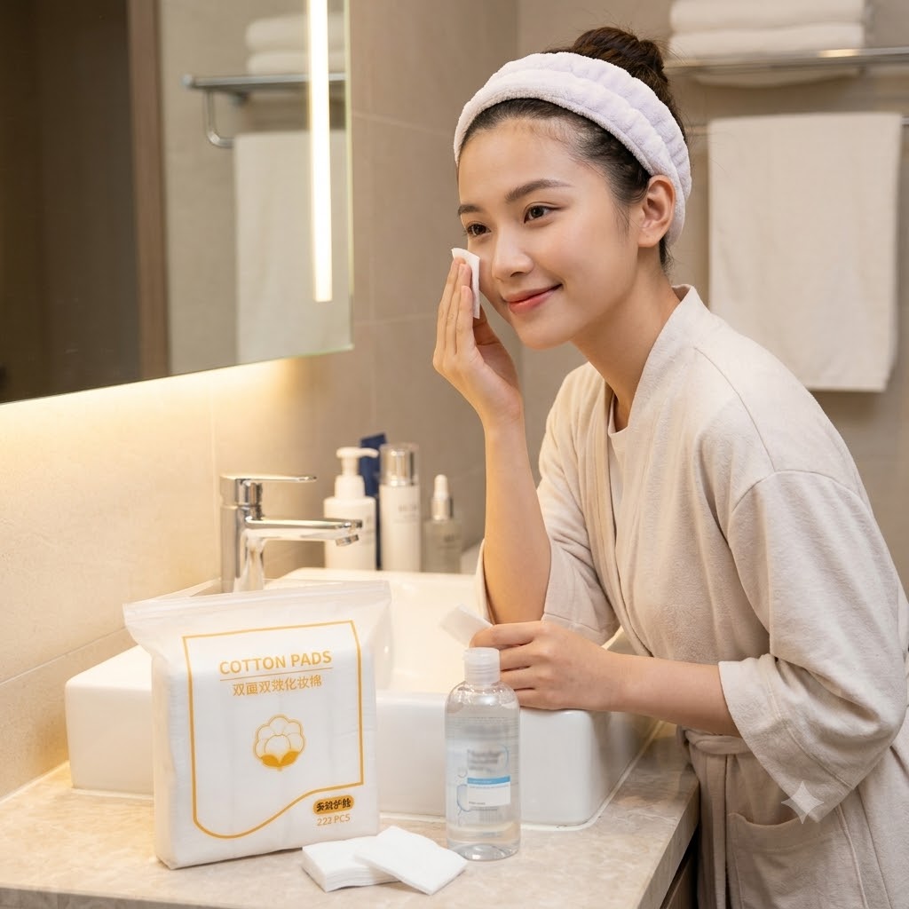 Bông Tẩy Trang 3 Lớp Natural Cotton Pads 222 Miếng Sợi Bông Tự Nhiên Dập Viền Chắc Chắn Không Rụng Xơ