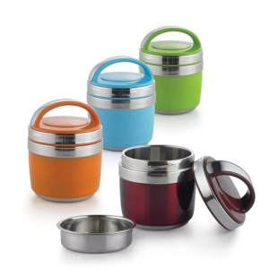 Cà Men Giữ Nhiệt 2 Tầng Inox 304 Dạng Bát Tròn Đựng Canh Cháo Cơm Mang Đi Học, Văn Phòng Tiện Lợi, Thanh Lịch