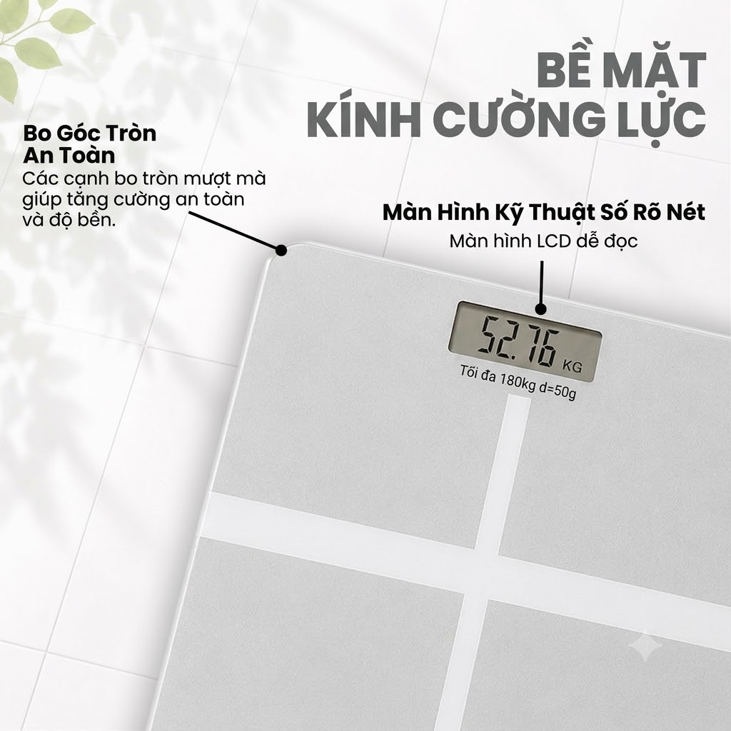 Cân Sức Khỏe Điện Tử Hình Chữ Thập Mặt Kính Cường Lực Tải Trọng 180Kg Màn Hình LCD Hiển Thị Rõ Nét (6)