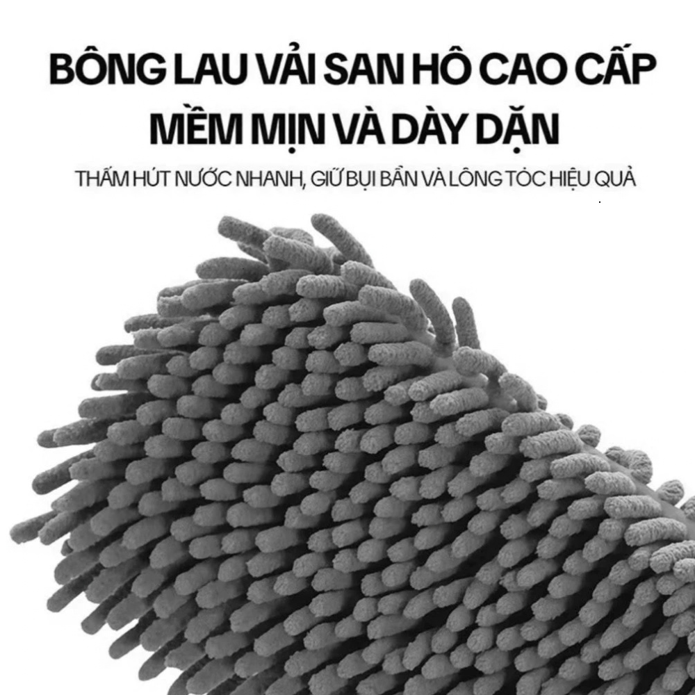 Cây Lau Nhà Tự Vắt Thông Minh Bông San Hô 42cm Tặng Kèm 2 Bông Lau Lau Sàn Nhà Cửa Xoay 360 Độ Tiết Kiệm Sức (4)