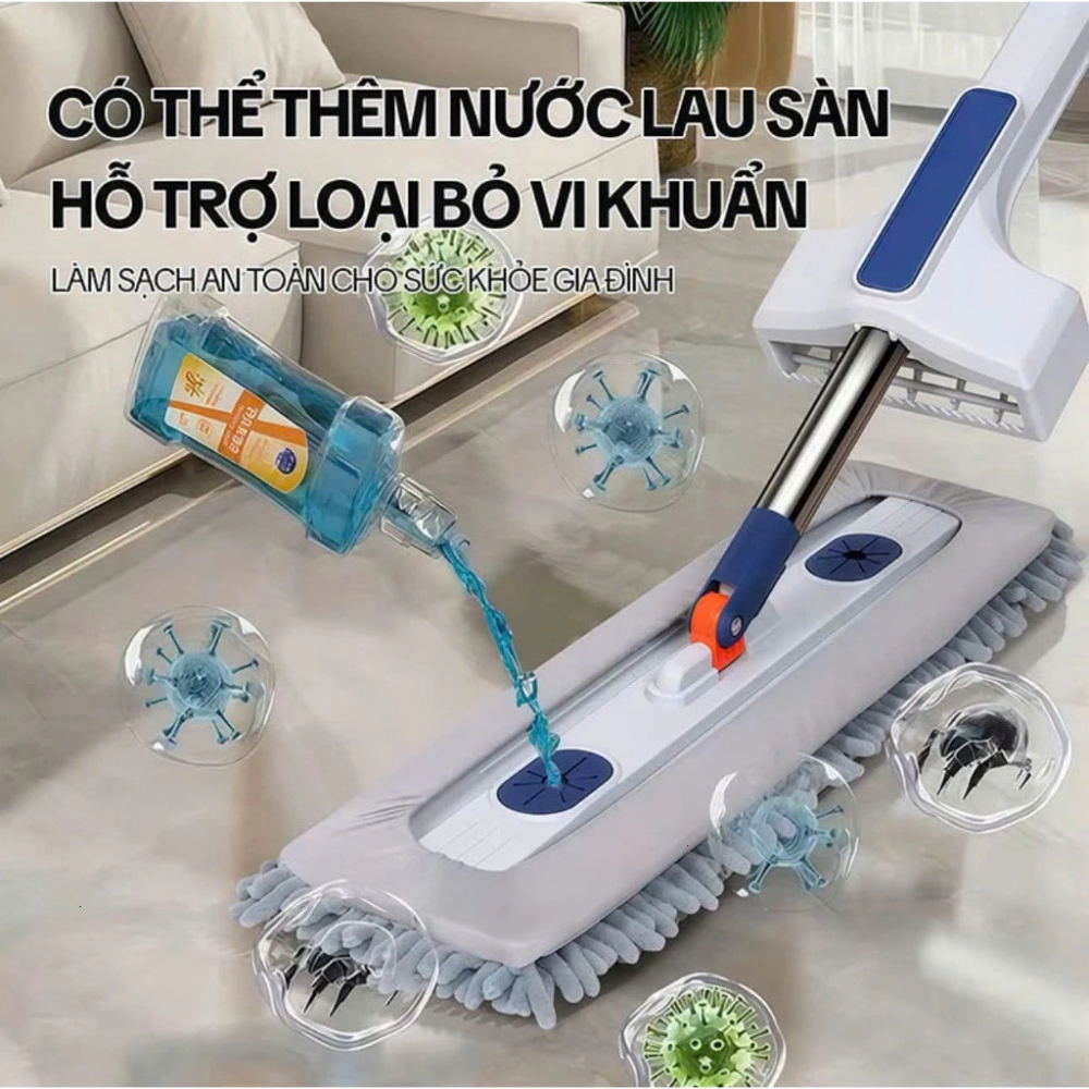 Cây Lau Nhà Tự Vắt Thông Minh Bông San Hô 42cm Tặng Kèm 2 Bông Lau Lau Sàn Nhà Cửa Xoay 360 Độ Tiết Kiệm Sức (5)
