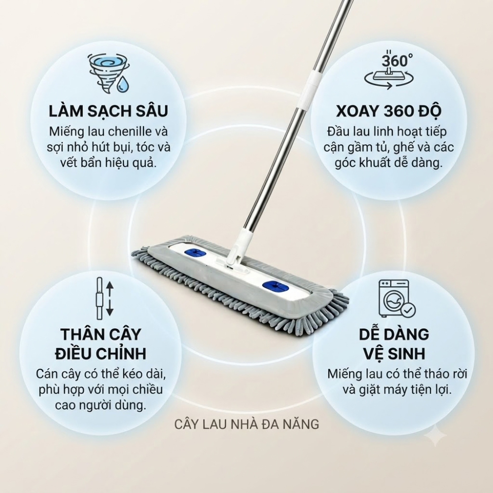 Cây Lau Nhà Tự Vắt Thông Minh Bông San Hô 42cm Tặng Kèm 2 Bông Lau Lau Sàn Nhà Cửa Xoay 360 Độ Tiết Kiệm Sức (8)
