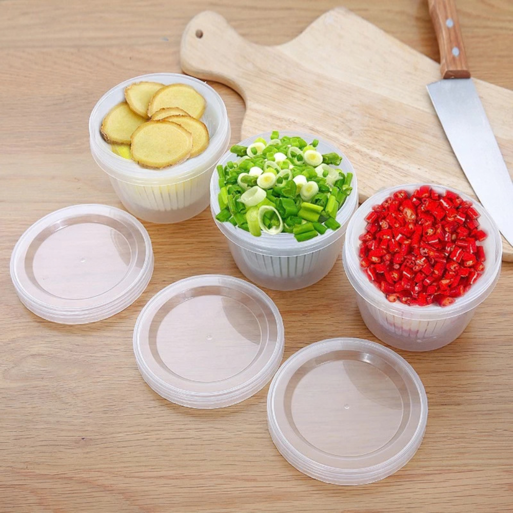 Combo 2 Hộp Đựng Hành Tỏi Tách Nước Để Tủ Lạnh Nhựa Trong Nắp Kín Ngăn Mùi Tiện Lợi