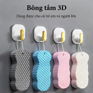 Combo 3 Miếng Bọt Biển Tắm 3D Mềm Mại Tẩy Tế Bào Chết Tạo Bọt Mịn An Toàn Cho Da Em Bé Và Người Lớn (6)