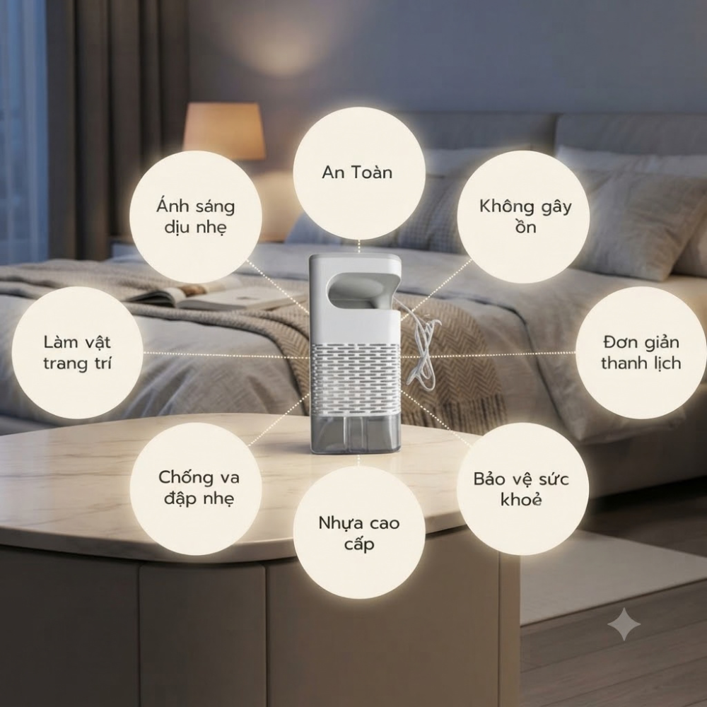 Đèn Bắt Muỗi Tích Hợp Đèn Ngủ 2 Trong 1 Thu Hút Muỗi Ánh Sáng Tím Không Hóa Chất An Toàn Cho Bé Cổng USB (4)