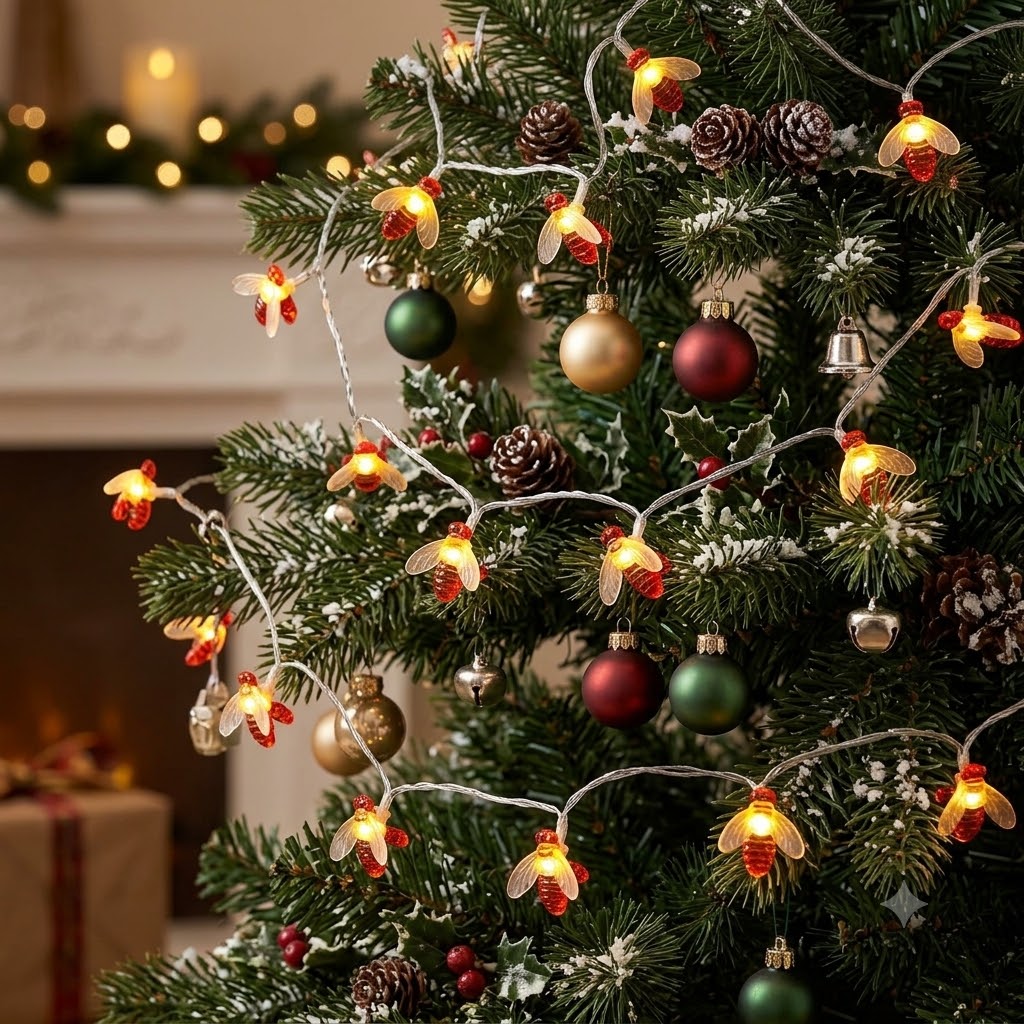 Đèn Nháy Con Ong Dài 8M Dây Đèn LED Decor Cây Thông Noel Cảnh Quan Sân Vườn Tiệc Tiết Kiệm Điện (6)