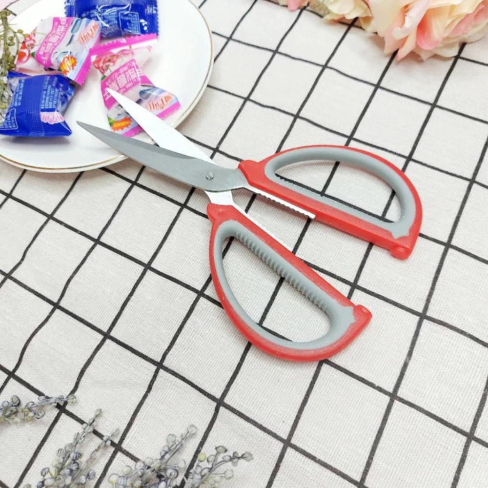 Kéo Đa Năng Inox Cán Nhựa Đỏ Cắt Thực Phẩm Thịt Gà Rau Củ Giấy Văn Phòng Dụng Cụ Bếp Tiện Lợi Bền Bỉ (9)