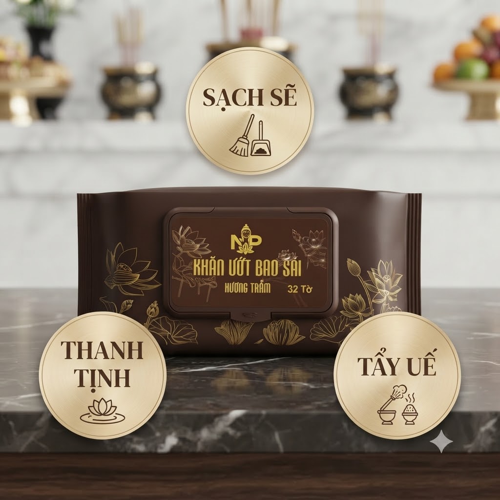 Khăn Ướt Lau Bàn Thờ Bao Sái Tâm An Hương Tràm 32 Tờ Mềm Mại Vệ Sinh Bàn Thờ Đồ Thờ Cúng Tiện Lợi (3)