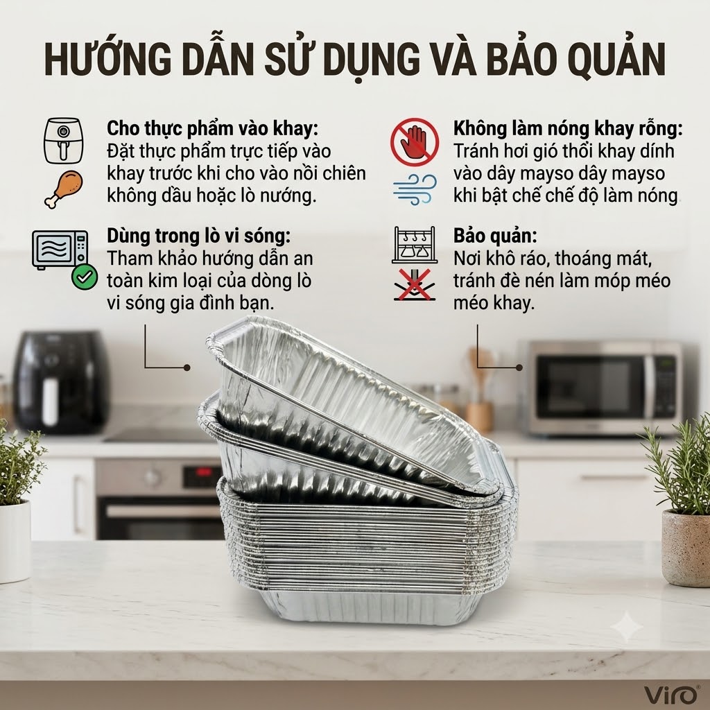 Khay Nhôm Giấy Bạc Chữ Nhật 700ml Đựng Thực Phẩm Bánh Nướng Lò Vi Sóng Nồi Chiên Không Dầu An Toàn Tiết Kiệm (3)