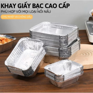 Khay Nhôm Giấy Bạc Chữ Nhật 700ml Đựng Thực Phẩm Bánh Nướng Lò Vi Sóng Nồi Chiên Không Dầu An Toàn Tiết Kiệm (6)