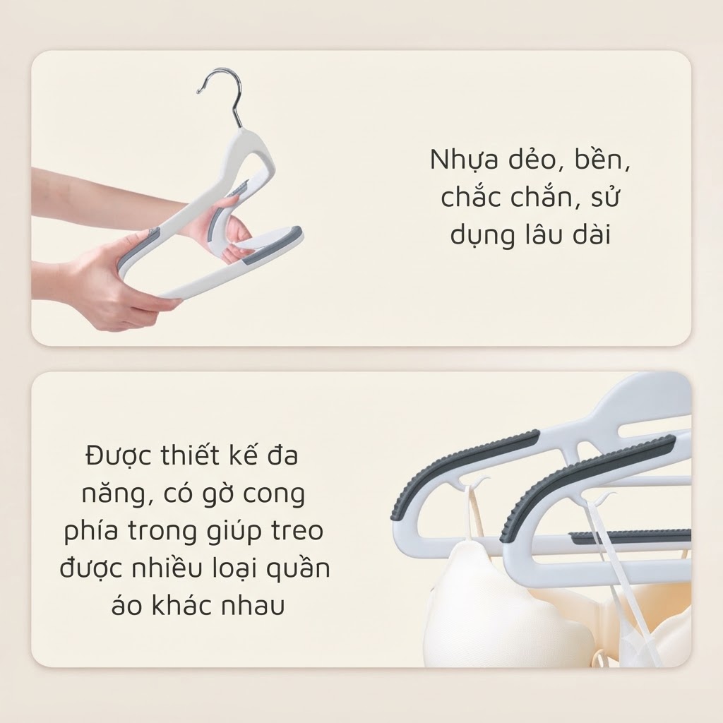 Set 10 Móc Treo Quần Áo Nhựa Chịu Lực Chống Trượt Đầu Treo Xoay 360 Độ Tiết Kiệm Diện Tích Tủ Đồ (11)